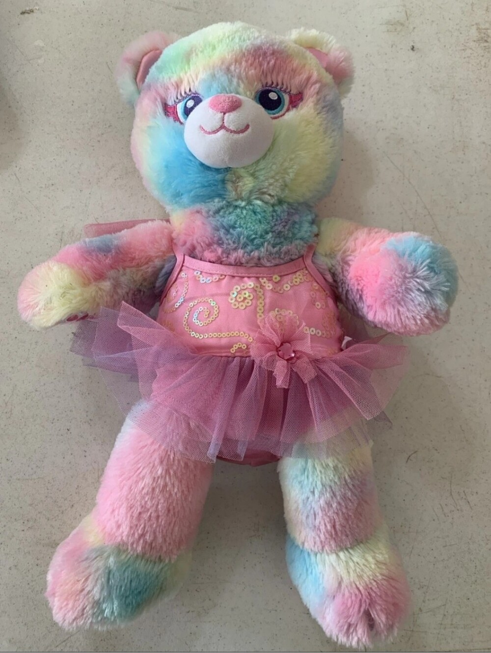 Build-A-Bear Beary Fairy Friends Pastel Rainbow Teddy - Wings Intact - Tutu